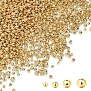 100pcs 18K Gold Filled Tiny Round Spacer Beads,Bracelet Beads,Ball Spacer Beads for Bracelet Jewelry Necklace Making Supply