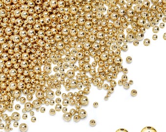 100pcs 18K Gold Filled Tiny Round Spacer Beads,Bracelet Beads,Ball Spacer Beads for Bracelet Jewelry Necklace Making Supply
