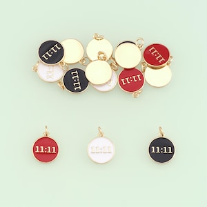 1pcs 18K Gold Filled Enamel Angel Number Pendant 11:11 Charm for DIY Jewelry Finding Necklace Bracelet NY-648