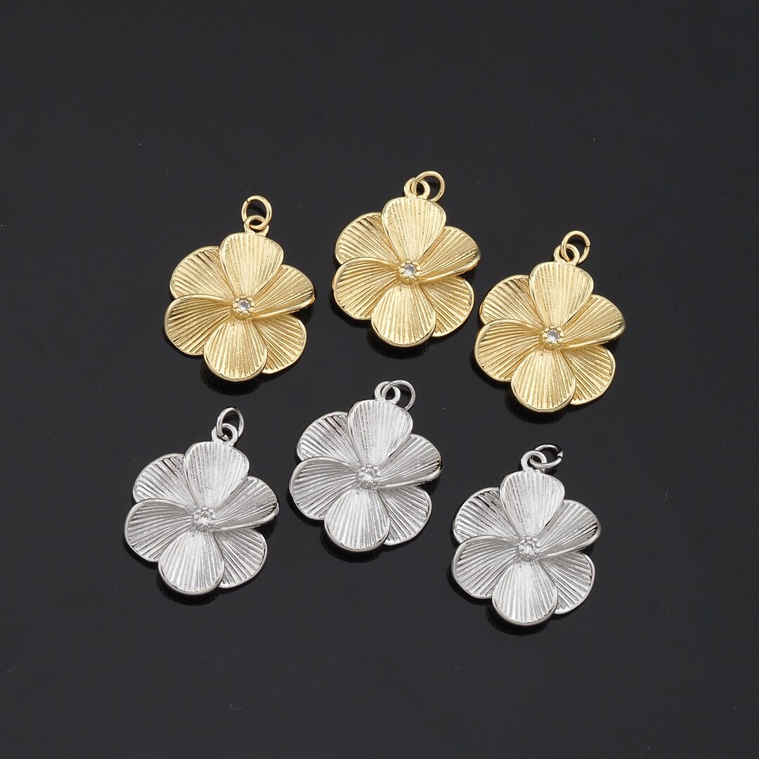 Fancy Gold R Flower 1pcs 18K Gold Filled Flower Pendant Flower Charm for DIY Jewelry ...