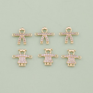 1pcs 18K Gold Filled CZ Boy Girl Pendant Connector Charm for DIY Jewelry Finding Necklace Bracelet AD1926