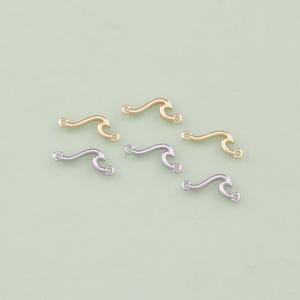 1pcs 18K Gold Filled Wave Pendant Connector Charm for DIY Jewelry Finding Necklace Bracelet AD2045
