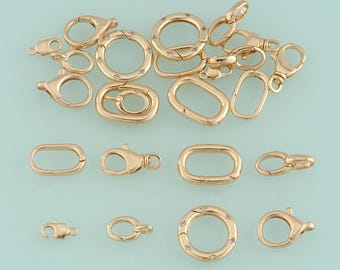 18K Gold Filled Lobster Clasp,Bracelet Clasp, Oval Clasp, Carabiner,Spring Clasp, DIY Jewelry Supplies NY-60
