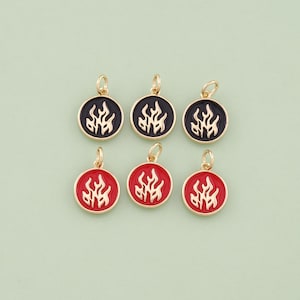 1pcs 18K Gold Filled Enamel Flame Pendant Flame Charm for DIY Jewelry Finding Necklace Bracelet AD-3129