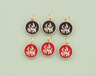 1 stks 18 K Gold Filled Emaille Vlam Hanger Vlam Charm voor DIY Sieraden Vinden Ketting Armband AD-3129
