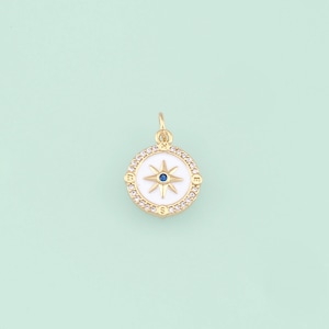 1pcs 18K Gold Filled Enamel Compass Pendant Charm for DIY Jewelry Finding Necklace Bracelet NY-439