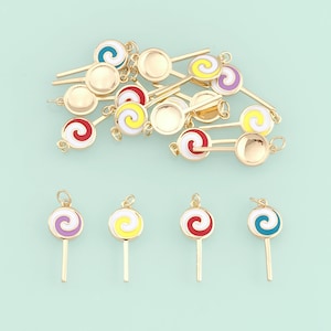 1pcs 18K Gold Filled Enamel Lollipop Pendant Candy Charm for DIY Jewelry Finding Necklace Bracelet NY-505
