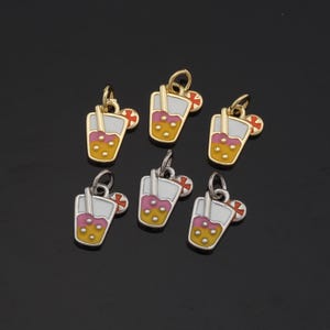 1pcs 18K Gold Filled Milk Tea Pendant Drinks Charm for DIY Jewelry Finding Necklace Bracelet AD-348