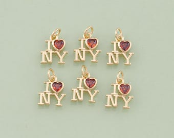 14Kソリッドゴールド「I Love NY」ペンダントネックレス：ステート