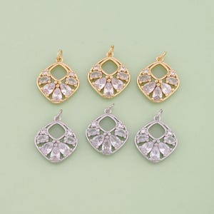 1pcs 18K Gold Filled Rhombus Pendant Rhombus Charm for DIY Jewelry Finding Necklace Bracelet AD-3106