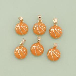 1pcs 18K Gold Filled Enamel Basketball Pendant Basketball Charm for DIY Jewelry Finding Necklace Bracelet AD-2895