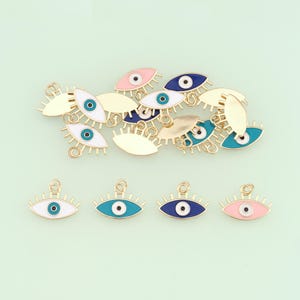 1pcs 18K Gold Filled Enamel Evil Eye Pendant Eyelash Charm for DIY Jewelry Finding Necklace Bracelet NY-629