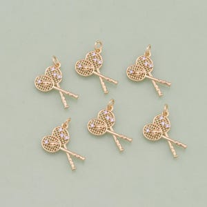 1pcs 18K Gold Filled Badminton Racket Pendant Badminton Charm for DIY Jewelry Finding Necklace Bracelet AD-2838
