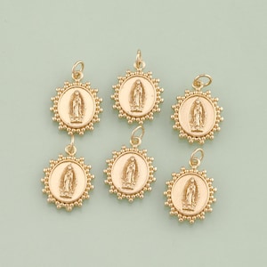 1pcs 18K Gold Filled Virgin Mary Pendant Our Lady Medallion Charm for DIY Religious Jewelry Finding Necklace Bracelet RPL-100