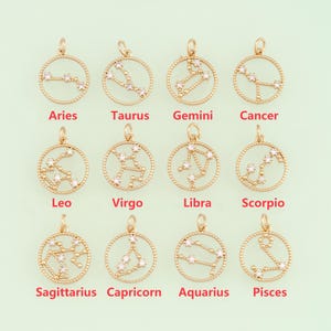 1pcs 18K Gold Filled Constellation Zodiac Pendant Jewelry for DIY Jewelry Necklace Bracelet NY-1621