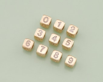 1pcs 18K Gold Filled Lucky Number Beads Pendant Number Charm for DIY Jewelry Finding Necklace Bracelet AD2734