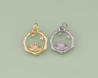 1pcs 18K Gold Filled Star Sun Pendant Celestial Charm for DIY Jewelry Finding Necklace Bracelet AD3385