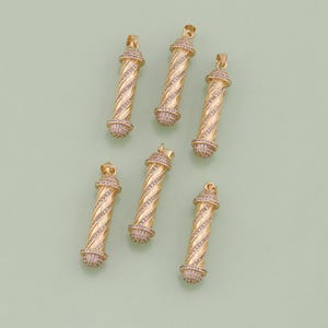 1pcs 18K Gold Filled CZ Cylinder Pendant Cylinder Charm for DIY Jewelry Finding Necklace Bracelet AD1828