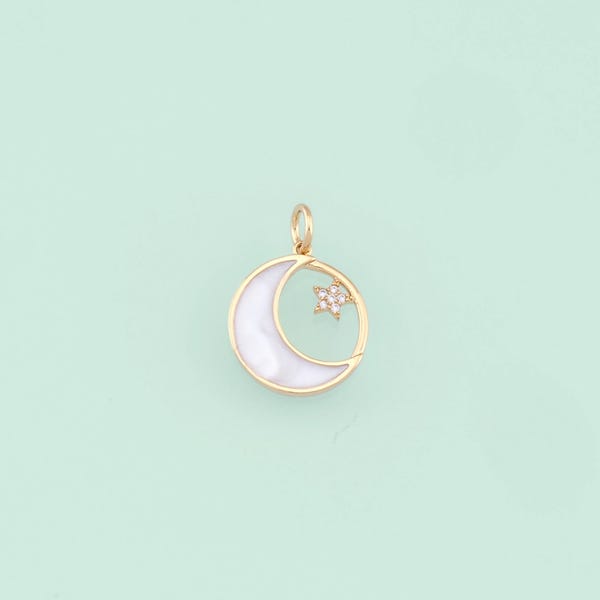 1 Stück 18K Gold gefüllt Emaille Mond Stern Anhänger Himmlischen Charme für DIY Schmuck finden Halskette Armband NY-441