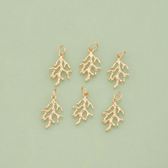 1pcs 18K Gold Filled Coral Pendant Ocean Charm for DIY Jewelry Finding Necklace Bracelet XT-200
