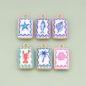 1 pièces pendentif océan en céramique remplie d'or 18 carats breloque de plage pour bijoux à bricoler soi-même trouver collier bracelet