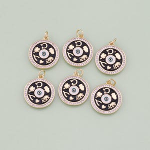 1pcs 18K Gold Filled Lucky Pendant Lucky Evil Eye Charm for DIY Jewelry Finding Necklace Bracelet AD1496