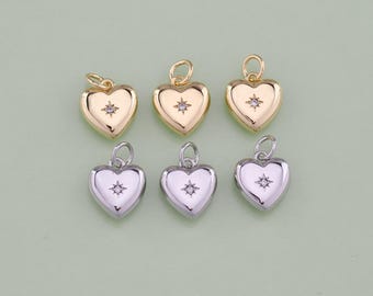 1pcs 18K Gold Filled CZ Heart Pendant Star Charm for DIY Jewelry Finding Necklace Bracelet AD2166