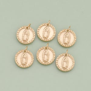 1pcs 18K Gold Filled Round Virgin Mary Pendant Our Lady Medallion Charm for DIY Religious Jewelry Finding Necklace Bracelet AD-1002