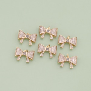 1pcs 18K Gold Filled CZ Bow Pendant Charm for DIY Jewelry Finding Necklace Bracelet XT50