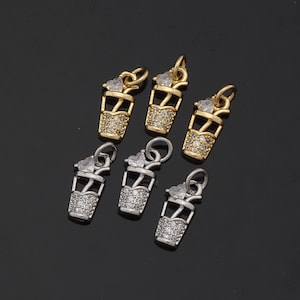 1pcs 18K Gold Filled Milk Tea Pendant Drinks Charm for DIY Jewelry Finding Necklace Bracelet AD-491