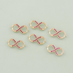 1pcs 18K Gold Filled CZ Infinity Pendant Connector Charm for DIY Jewelry Finding Necklace Bracelet AD2517
