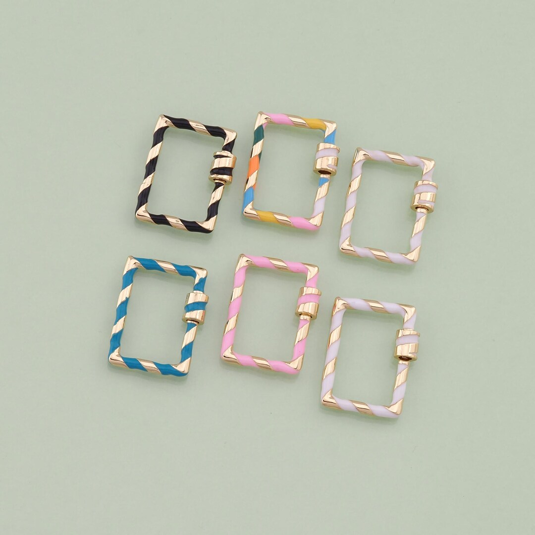 18K Gold Filled Enamel Rectangle Screw Clasp,carabiner Lock Connector ...