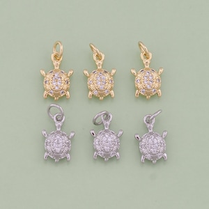 1pcs 18K Gold Filled CZ Turtle Pendant Turtle Charm for DIY Jewelry Finding Necklace Bracelet AD1763