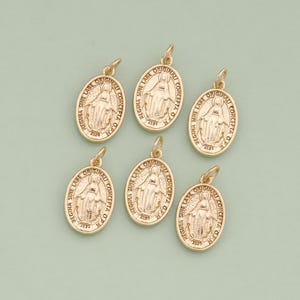 1pcs 18K Gold Filled Oval Virgin Mary Pendant Our Lady Medallion Charm for DIY Religious Jewelry Finding Necklace Bracelet AD-989