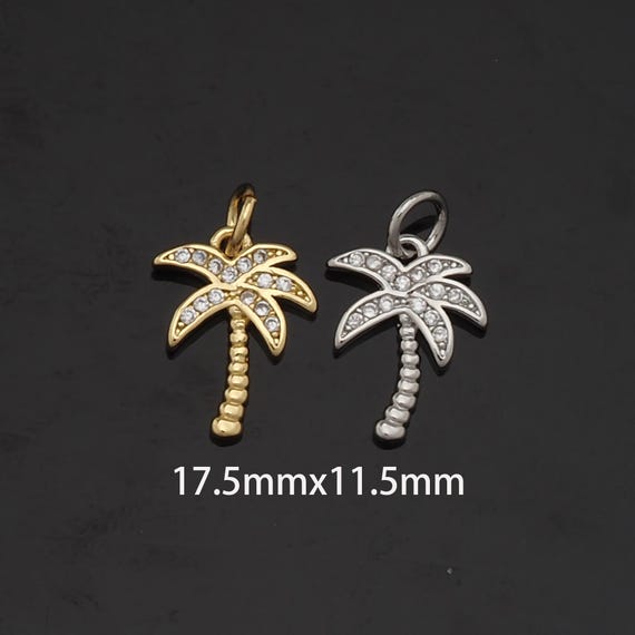 1個 18K ゴールドフィルド パームツリーペンダント トロピカルチャーム