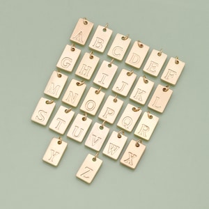 18K Gold Filled Rectangle Letter Pendant Initial Charm for DIY Jewelry Finding Necklace Bracelet