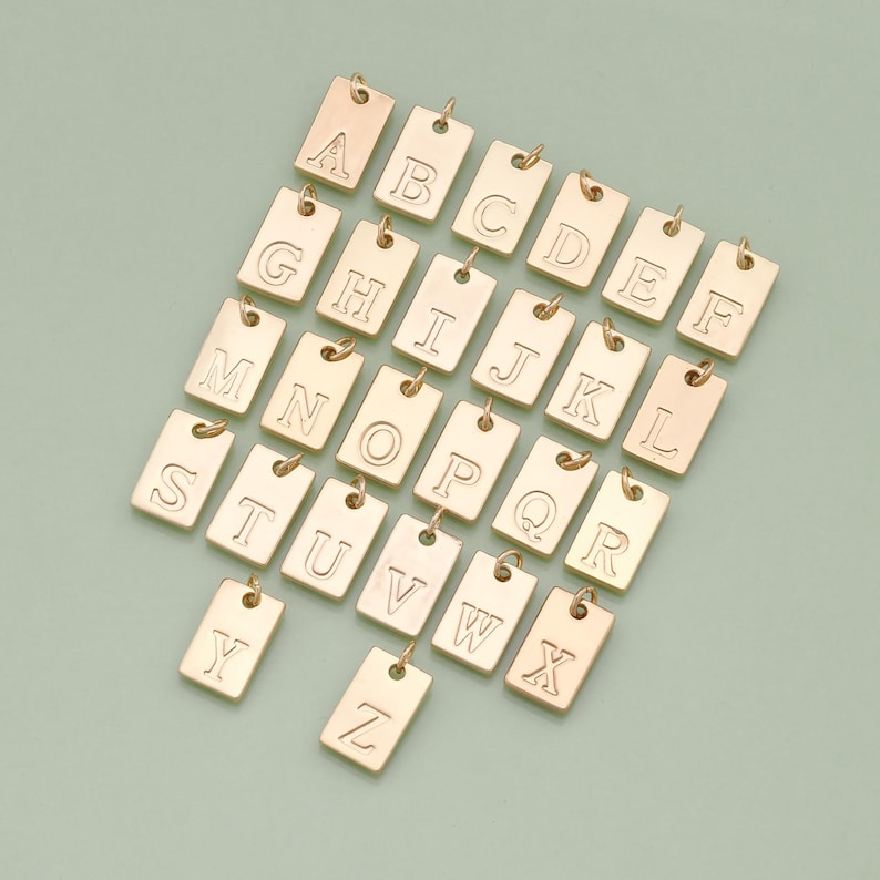 18K Gold Filled Rechteck Buchstabe Anhänger Initial Charm für DIY Schmuck finden Halskette Armband Bild 1
