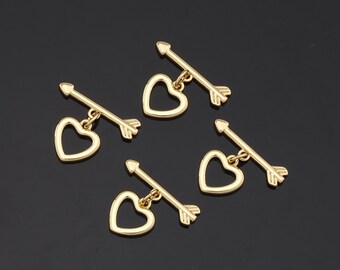 18K Gold Filled Heart OT Toggle Clasp For DIY Jewelry Clasp Finding Necklace Bracelet AD-600