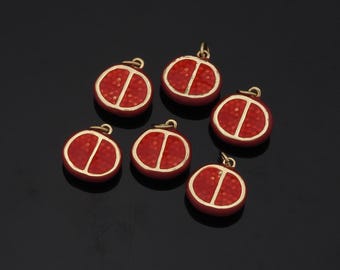 Colgante de granada relleno de oro de 18 quilates, abalorio de fruta para hacer joyas, collares y pulseras