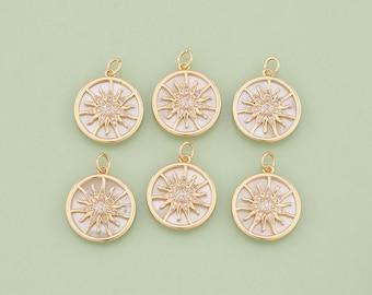 1pcs 18K Gold Filled CZ Sun Pendant Celestial Charm for DIY Jewelry Finding Necklace Bracelet AD-3138