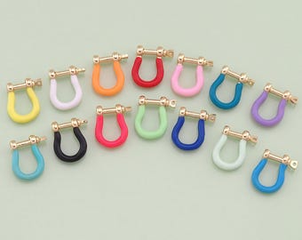18K Gold Filled Enamel Horse Shoe Screw Clasp,Screw Clasp U shape,Lock Connector For DIY Jewelry Clasp Finding Necklace Bracelet XT16