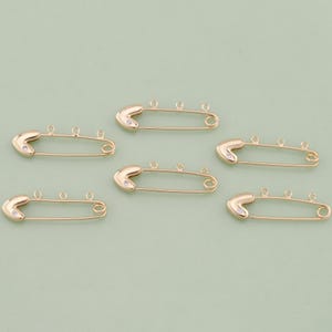 18K Gold Filled Heart Spring Push Gate Safety Pin Charm For DIY Jewelry Clasp Finding Necklace Bracelet AD-2834