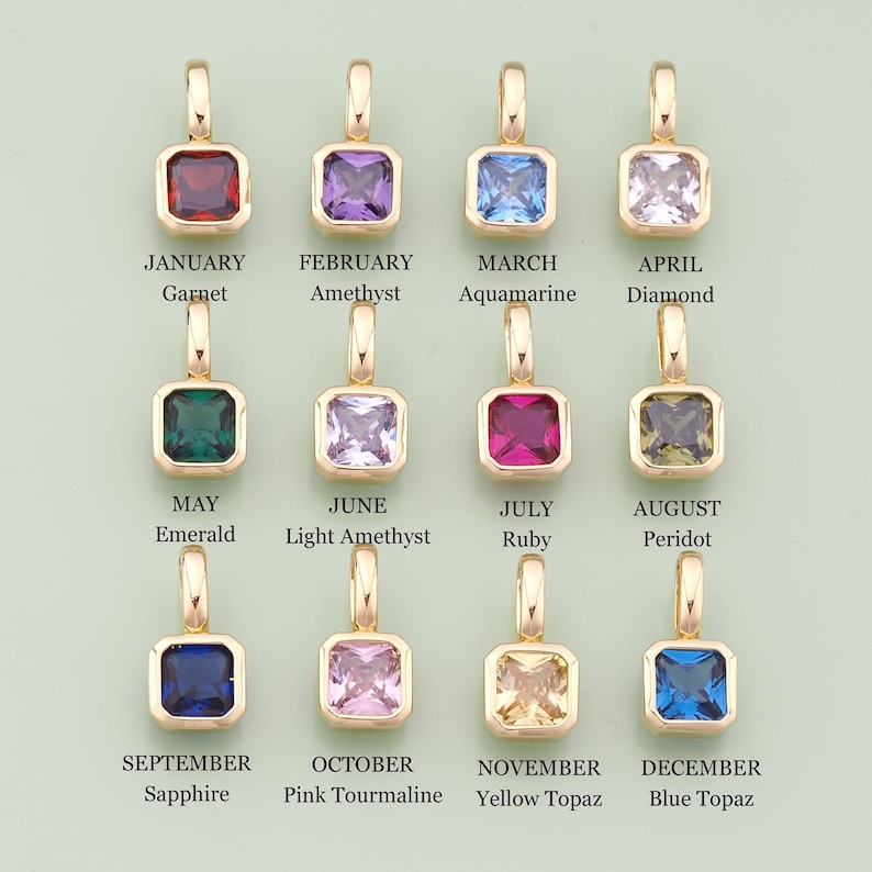 1pcs 18K Gold Filled Birthstone Pendant Month Charm for DIY Jewelry ...