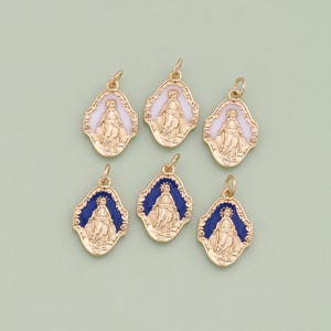 1pcs 18K Gold Filled Virgin Mary Pendant Our Lady Medallion Charm for DIY Religious Jewelry Finding Necklace Bracelet AD-1008