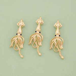 1pcs 18K Gold Filled CZ Squid Pendant Ocean Charm for DIY Jewelry Finding Necklace Bracelet XT-176