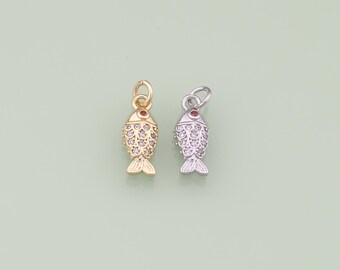 1pcs 18K Gold Filled CZ Fish Pendant Ocean Charm for DIY Jewelry Finding Necklace Bracelet AD3510