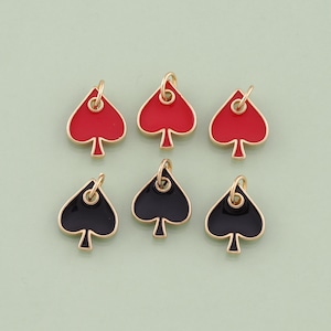1pcs 18K Gold Filled Enamel Poker Pendant Poker Charm for DIY Jewelry Finding Necklace Bracelet AD-2926