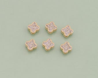 1pcs 18K Gold Filled CZ Flower Beads Pendant Flower Charm for DIY Jewelry Finding Necklace Bracelet AD1793