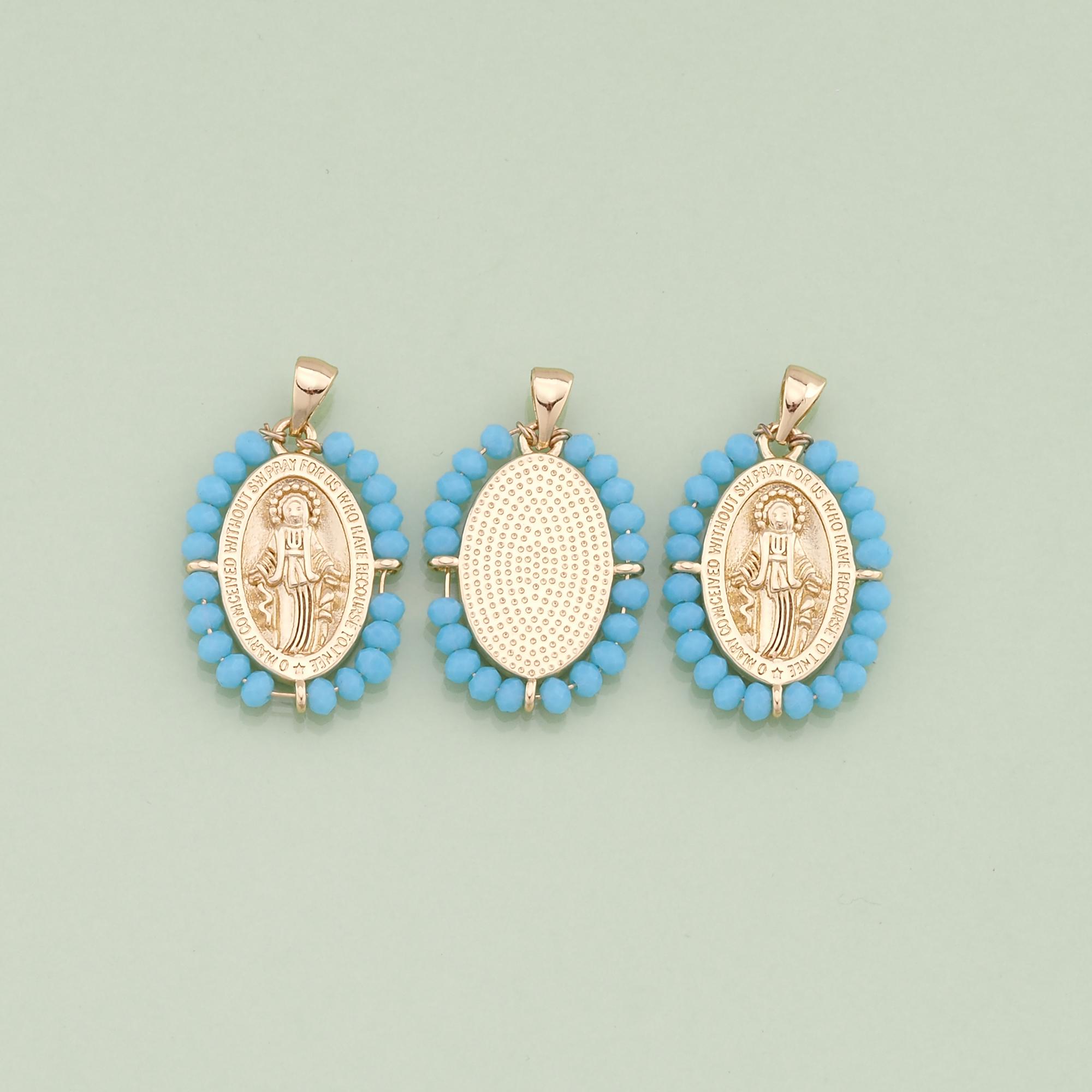 1pcs 18K Gold Filled Oval Virgin Mary Pendant Our Lady Charm for DIY ...