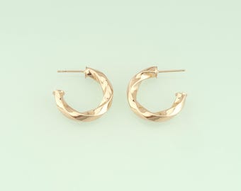 1pair 18K Gold Filled Dainty Huggie Earring Findings Gold Twist Hoops Earrings for Earring Supplies for DIY Jewelry Finding NY-949